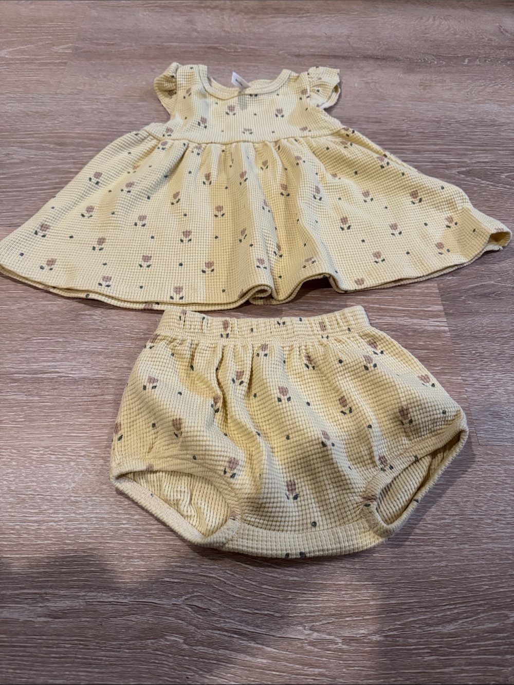 Quincy Mae Yellow Floral Baby Dress & Diaper Cover Set